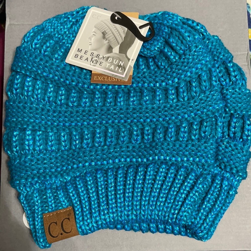 CC Messy Bun Beanie NWT
